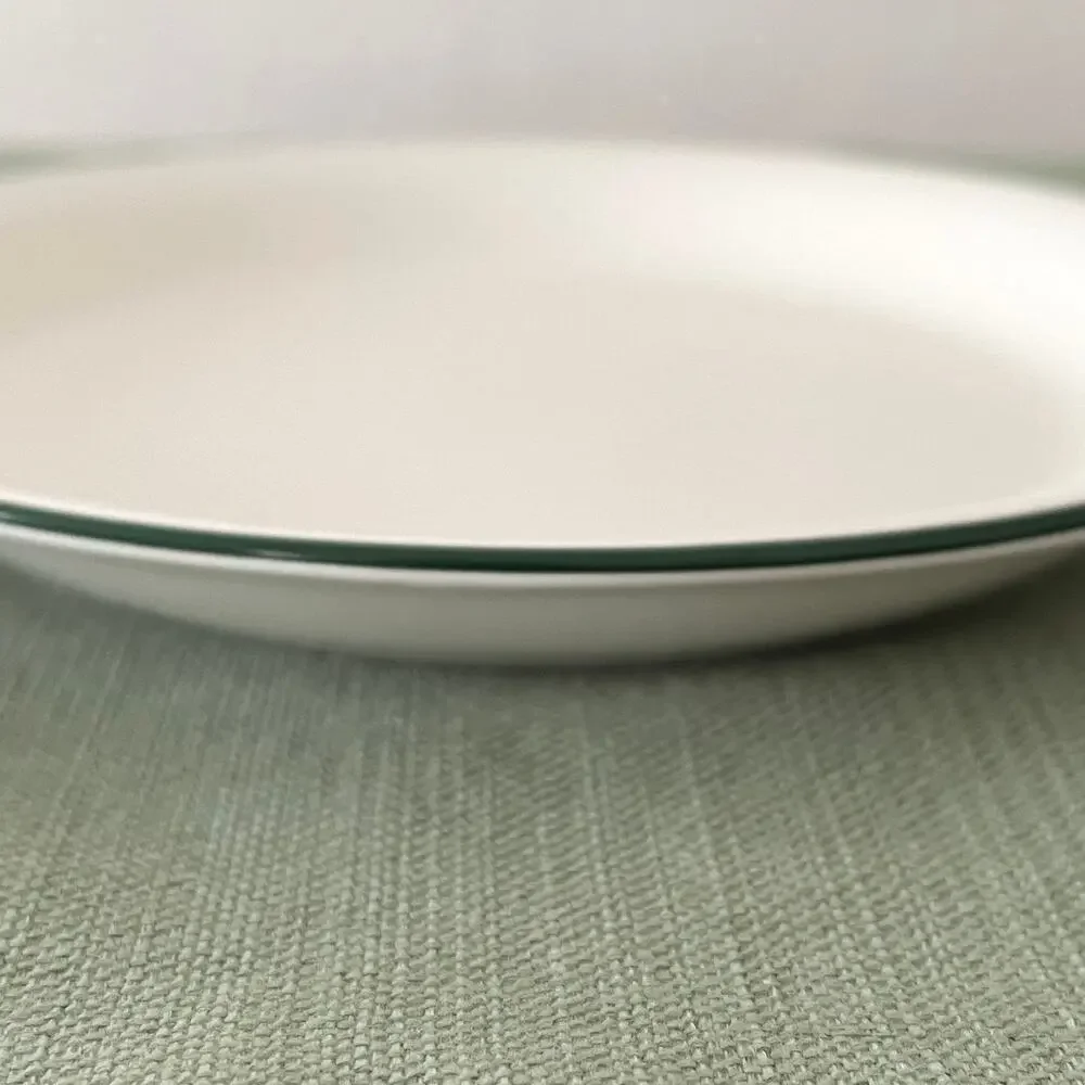 IKEA VINTERFINT Off White Side Plate with Green Trim 8